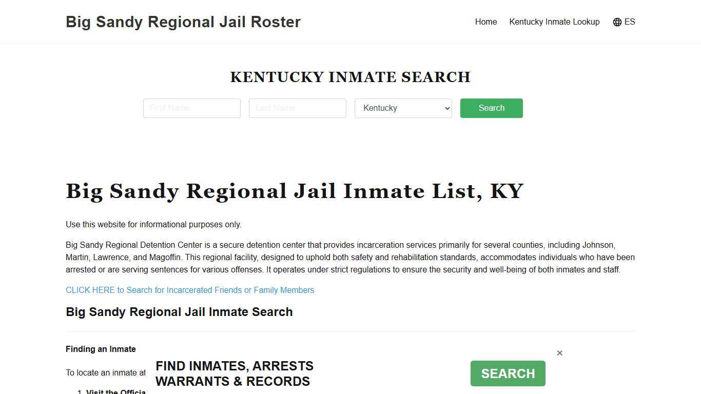 Big Sandy Regional Jail, KY Inmate Roster, Offender Search